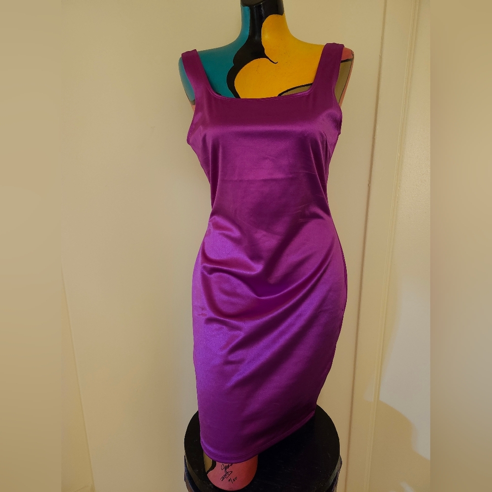 Fuschia Midi Satin Dress